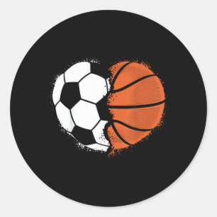 Heart Sports Soccer Basketball Ball Lover Valentin Classic Round Sticker