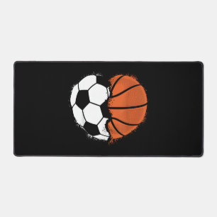 Heart Sports Soccer Basketball Ball Lover Valentin Desk Mat