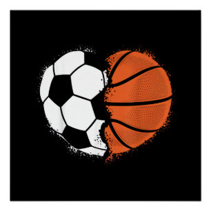 Heart Sports Soccer Basketball Ball Lover Valentin Poster