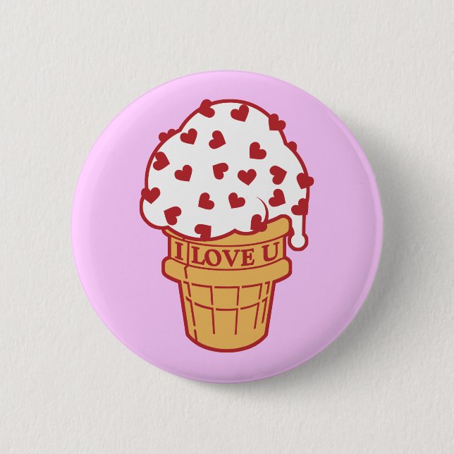 Heart Sprinkle Ice Cream Cone 6 Cm Round Badge (Front)
