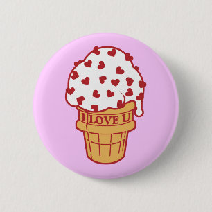 Heart Sprinkle Ice Cream Cone 6 Cm Round Badge