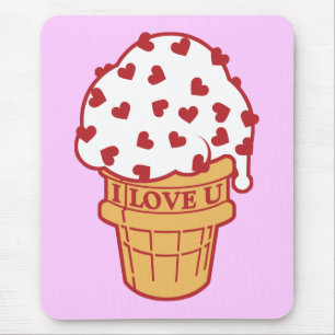 Heart Sprinkle Ice Cream Cone Mouse Mat