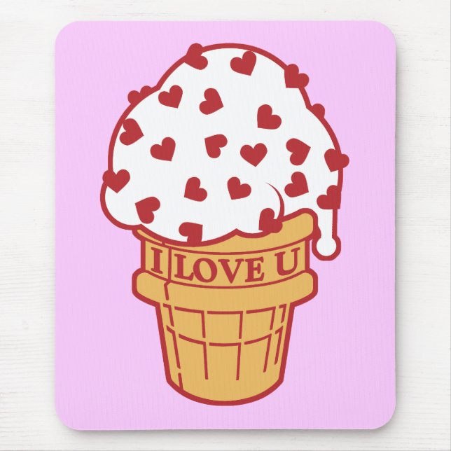 Heart Sprinkle Ice Cream Cone Mouse Mat (Front)