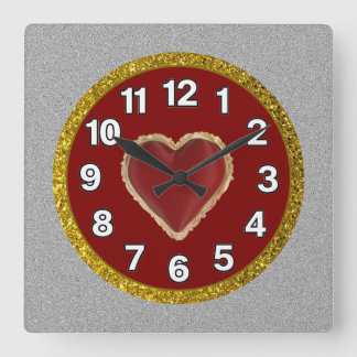 Heart square wall clock