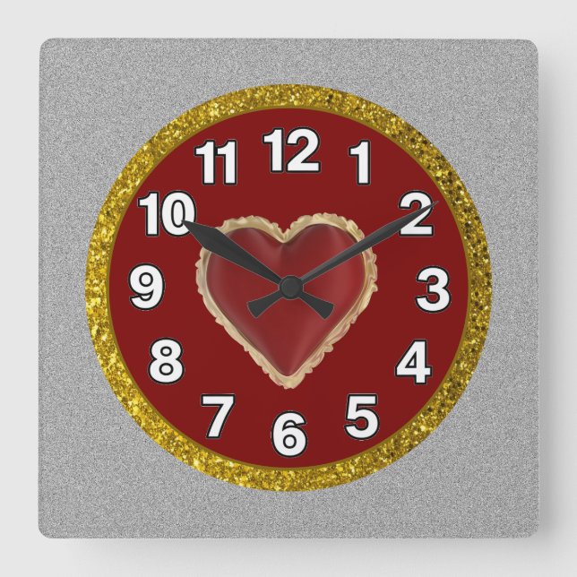 Heart  square wall clock (Front)