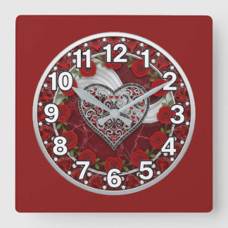 Heart  square wall clock