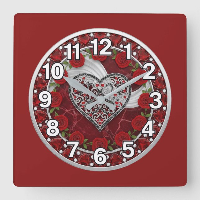 Heart  square wall clock (Front)