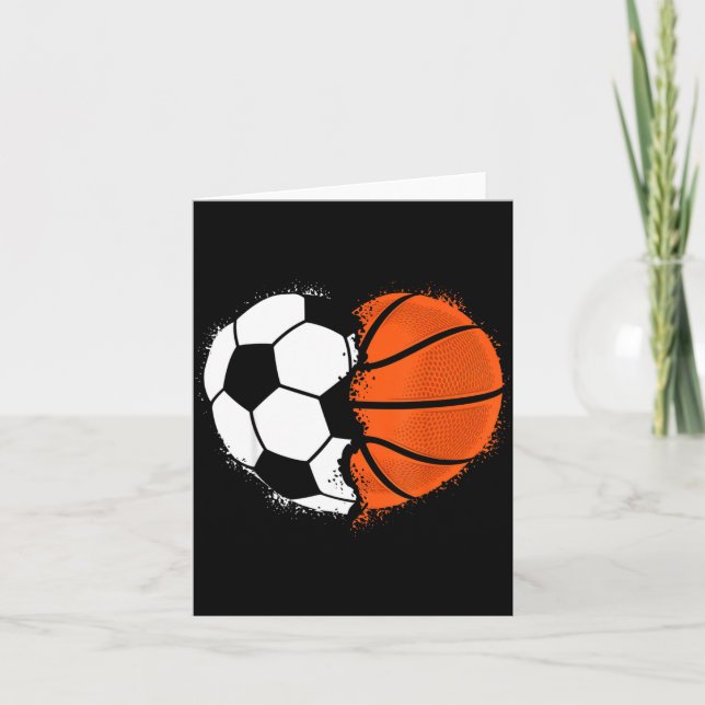 Heart Srts Soccer Basketball Ball Lover Valentines Card (Front)