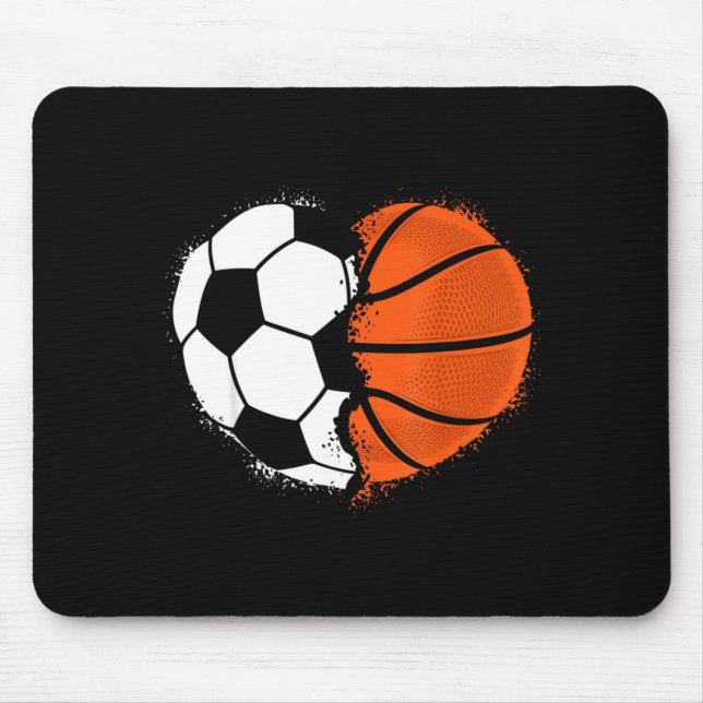 Heart Srts Soccer Basketball Ball Lover Valentines Mouse Mat (Front)