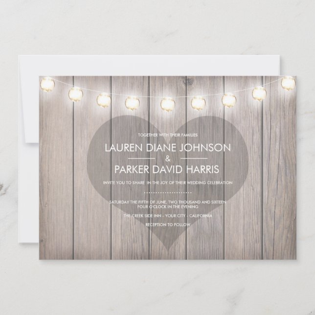 Heart Stained Rustic Wedding Invitation (Front)