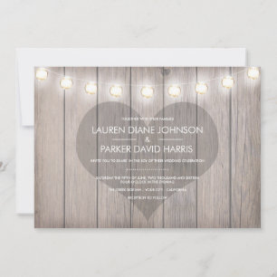 Heart Stained Rustic Wedding Invitation
