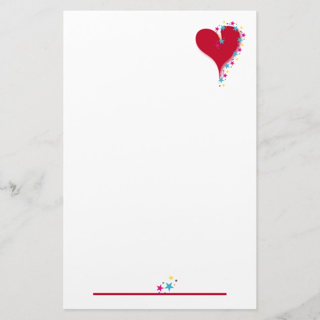 Heart & Stars Stationary Stationery (Front)
