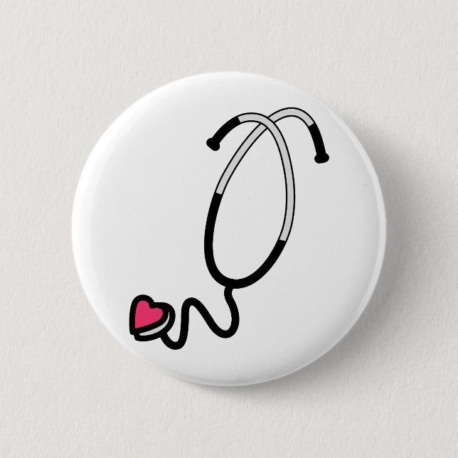 Heart Stethoscope 6 Cm Round Badge (Front)