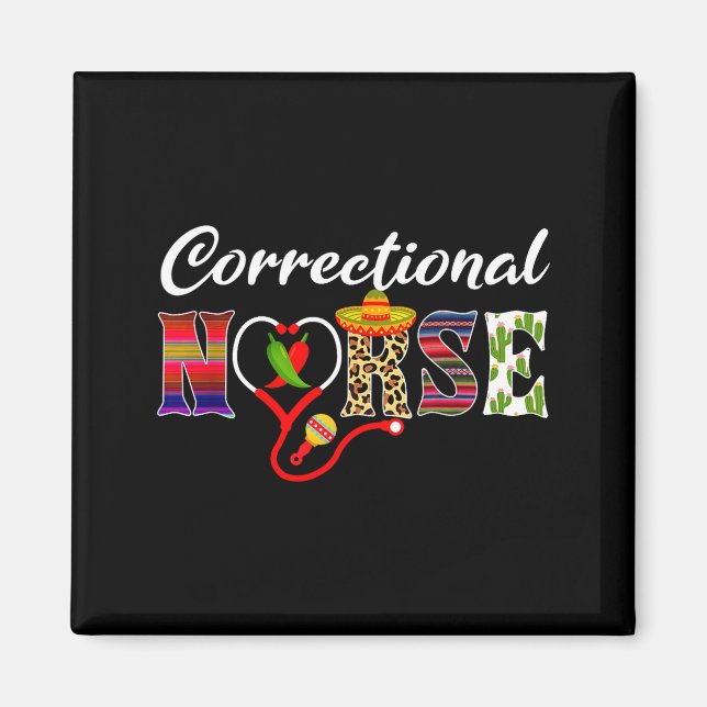 Heart stethoscope correctional nurse cinco de mayo magnet (Front)