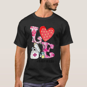 Heart Stethoscope Cute Love Nursing Valentine Day  T-Shirt