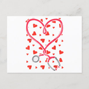 Heart Stethoscope Cute Love Nursing Valentines Day Holiday Postcard