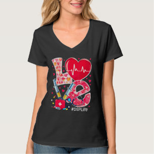 Heart Stethoscope Cute Love Nursing Valentines Dsp T-Shirt