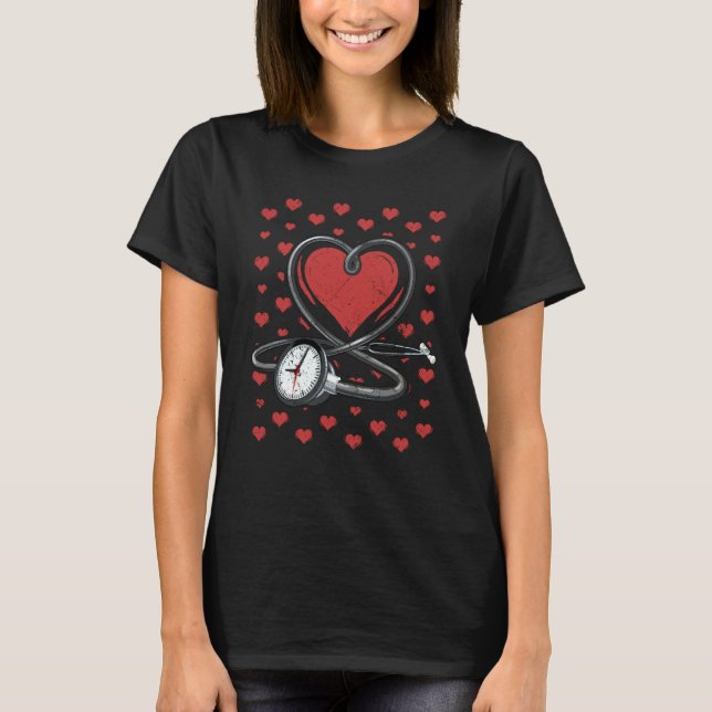 Heart Stethoscope Cute Love Scrub Top Valentines D (Front)