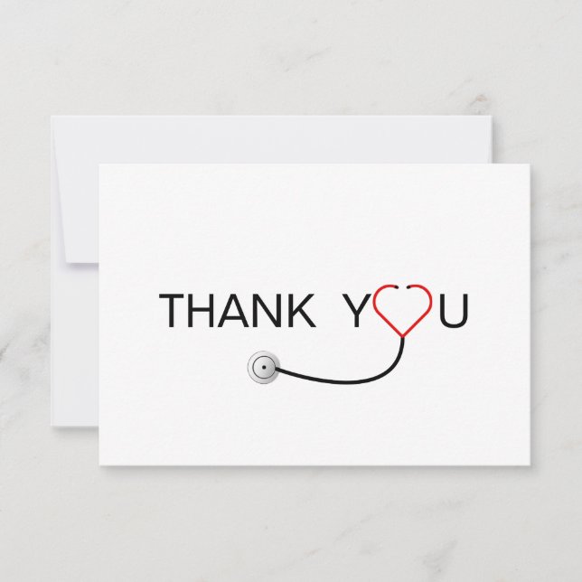Heart Stethoscope Doctor Thank You Card (Front)