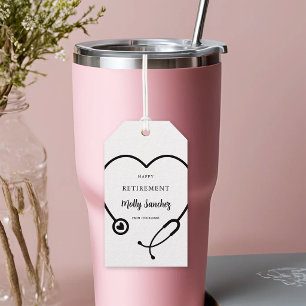 Heart Stethoscope Healthcare Happy Retirement Gift Tags