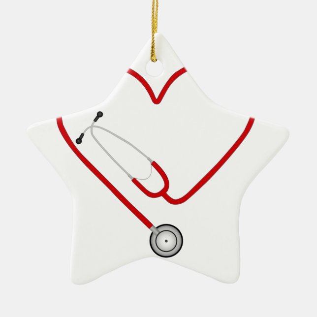 heart stethoscope.jpg ceramic tree decoration (Front)