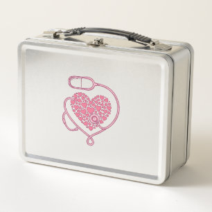 Heart Stethoscope Medical Love Vector Shirt Design Metal Lunch Box