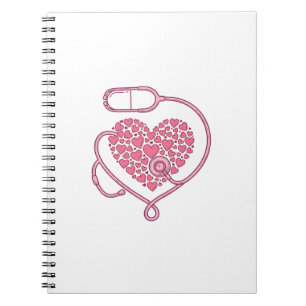 Heart Stethoscope Medical Love Vector Shirt Design Notebook