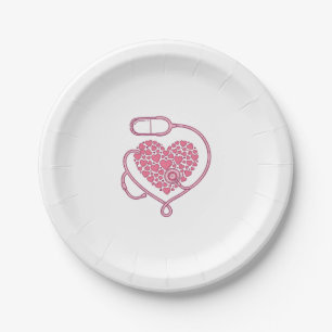 Heart Stethoscope Medical Love Vector Shirt Design Paper Plate