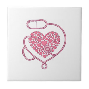 Heart Stethoscope Medical Love Vector Shirt Design Tile