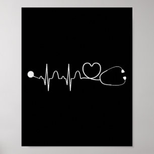 Heart Stethoscope Nursery Heartbeat Gift Nurse  Poster