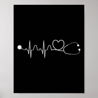Heart Stethoscope Nursery Heartbeat Gift Nurse Poster