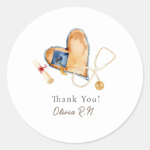 Heart Stethoscope Nursing Graduation Classic Round Sticker