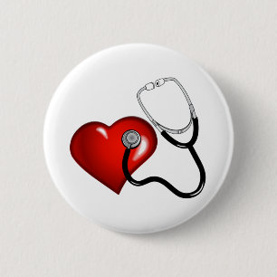 Heart Stethoscope Personalised Nurse Medical 6 Cm Round Badge