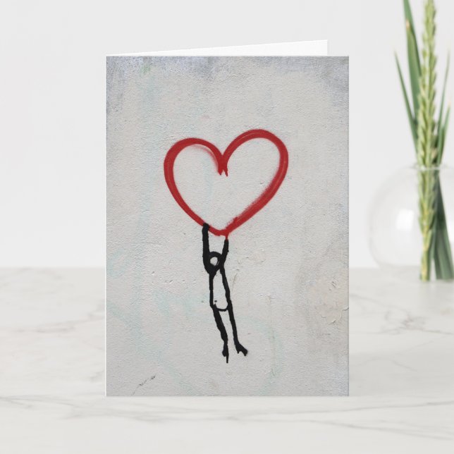 HEART & STICK MAN GRAFFITI WALL STREET ART CARD (Front)