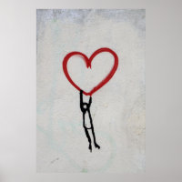 HEART & STICK MAN GRAFFITI WALL STREET ART