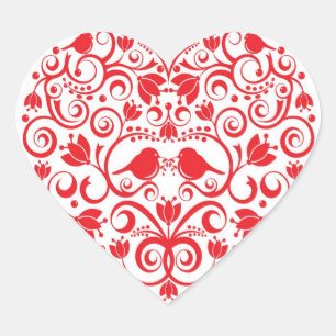 Heart Sticker with Love Birds