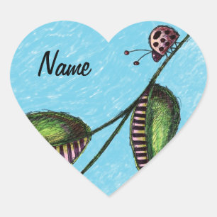 Heart Stickers, Ladybug Flower Mushrooms Sticker