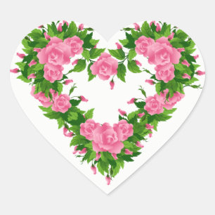 Heart Stickers-Pink Roses Sticker