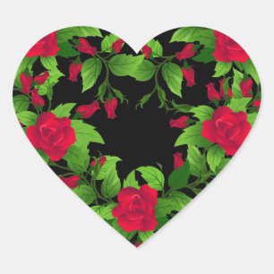 Heart Stickers-Red Roses Heart Sticker