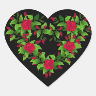 Heart Stickers-Red Roses Heart Sticker