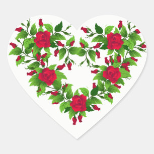 Heart Stickers-Red Roses Heart Sticker