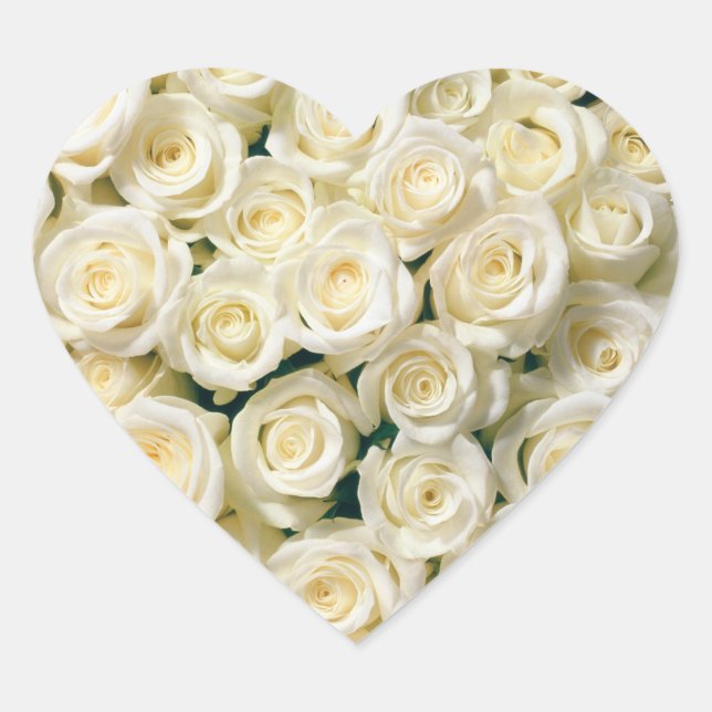 Heart Stickers-White Roses Heart Sticker (Front)
