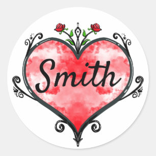 Heart stickers, with name classic round sticker