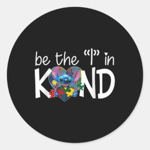 Heart Stitch Hugging Autism Awareness Choose Kind Classic Round Sticker