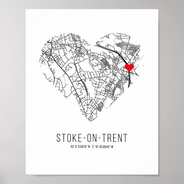 Heart Stoke-on-Trent City Map (United Kingdom) Poster (Front)
