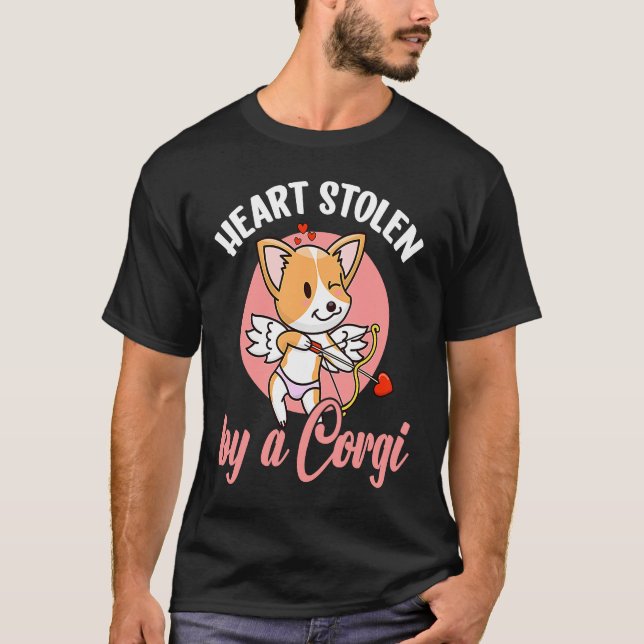 Heart Stolen By A Corgi Tradition Valentines T-Shirt (Front)