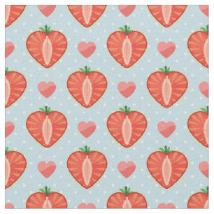 Heart Strawberries with Polka Dots And Hearts Fabric