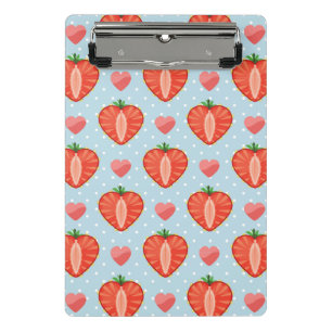 Heart Strawberries with Polka Dots And Hearts Mini Clipboard