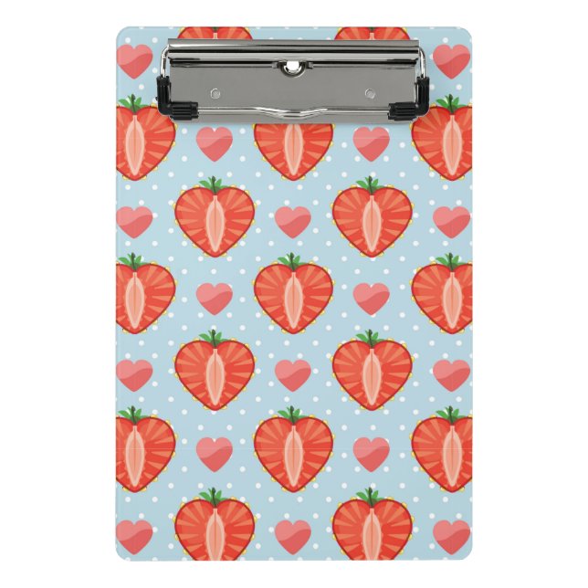 Heart Strawberries with Polka Dots And Hearts Mini Clipboard (Front)