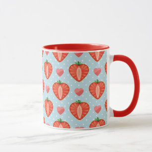 Heart Strawberries with Polka Dots And Hearts Mug
